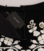 Dolce & Gabbana Black White Floral Baroque Crystal Pencil Skirt