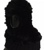 Dolce & Gabbana Black Silver Fox Fur Cashmere Hooded Scarf