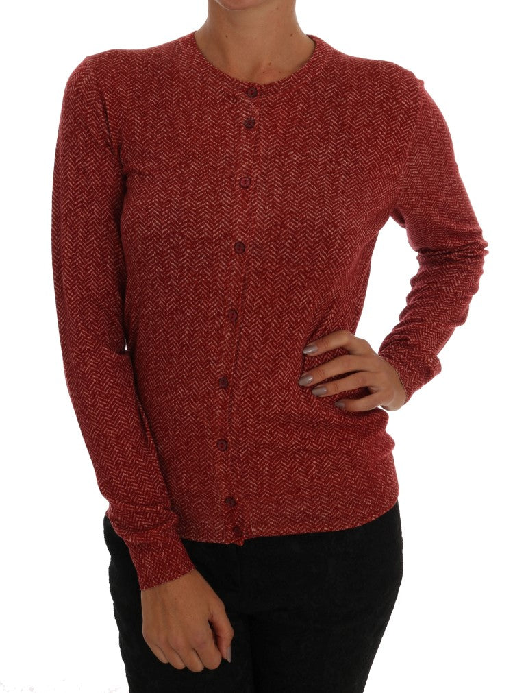 Dolce &amp; Gabbana Red Wool Cardigan Sweater