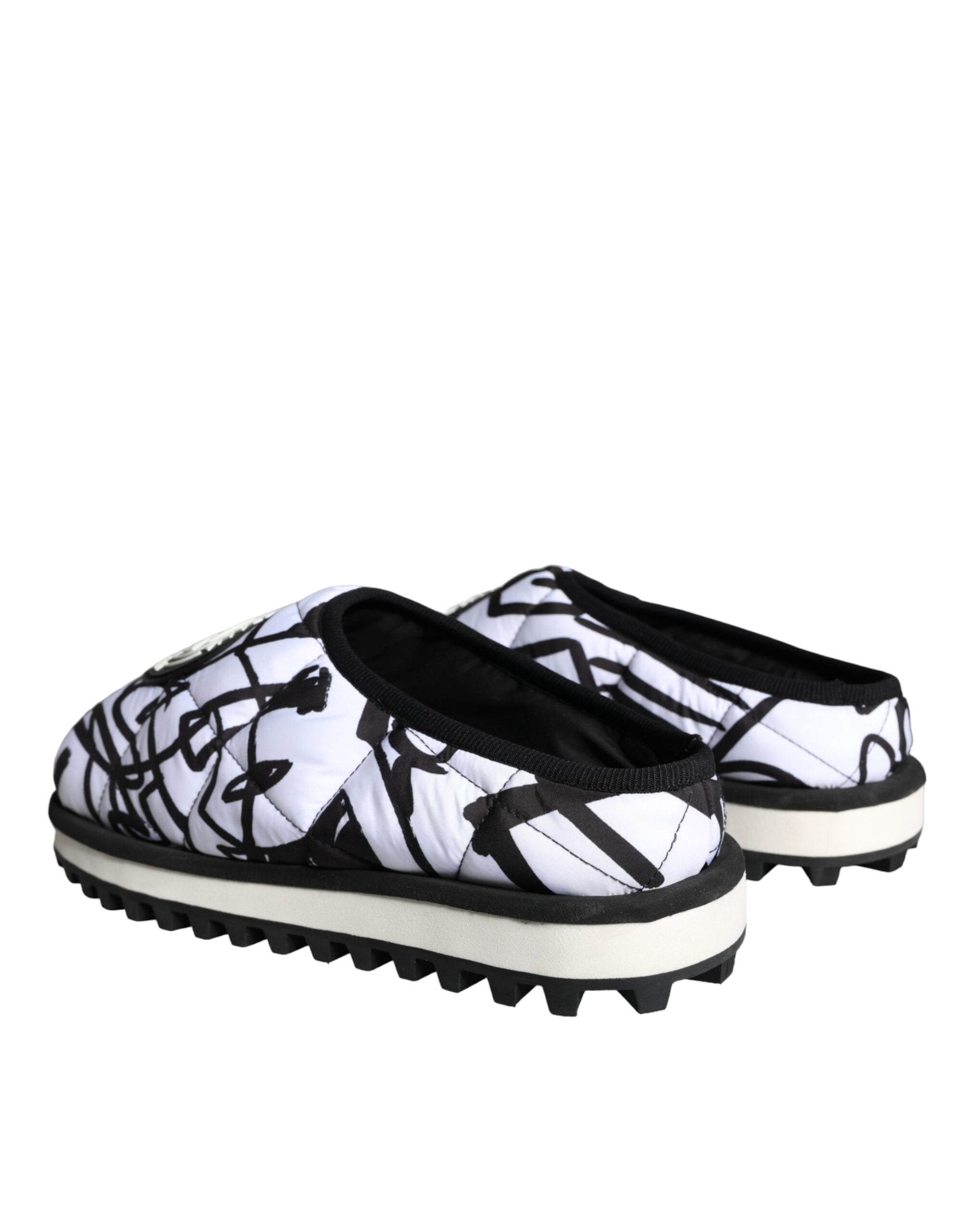 Sandales à logo matelassé noir et blanc Dolce &amp; Gabbana