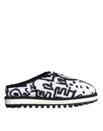 Sandales à logo matelassé noir et blanc Dolce &amp; Gabbana