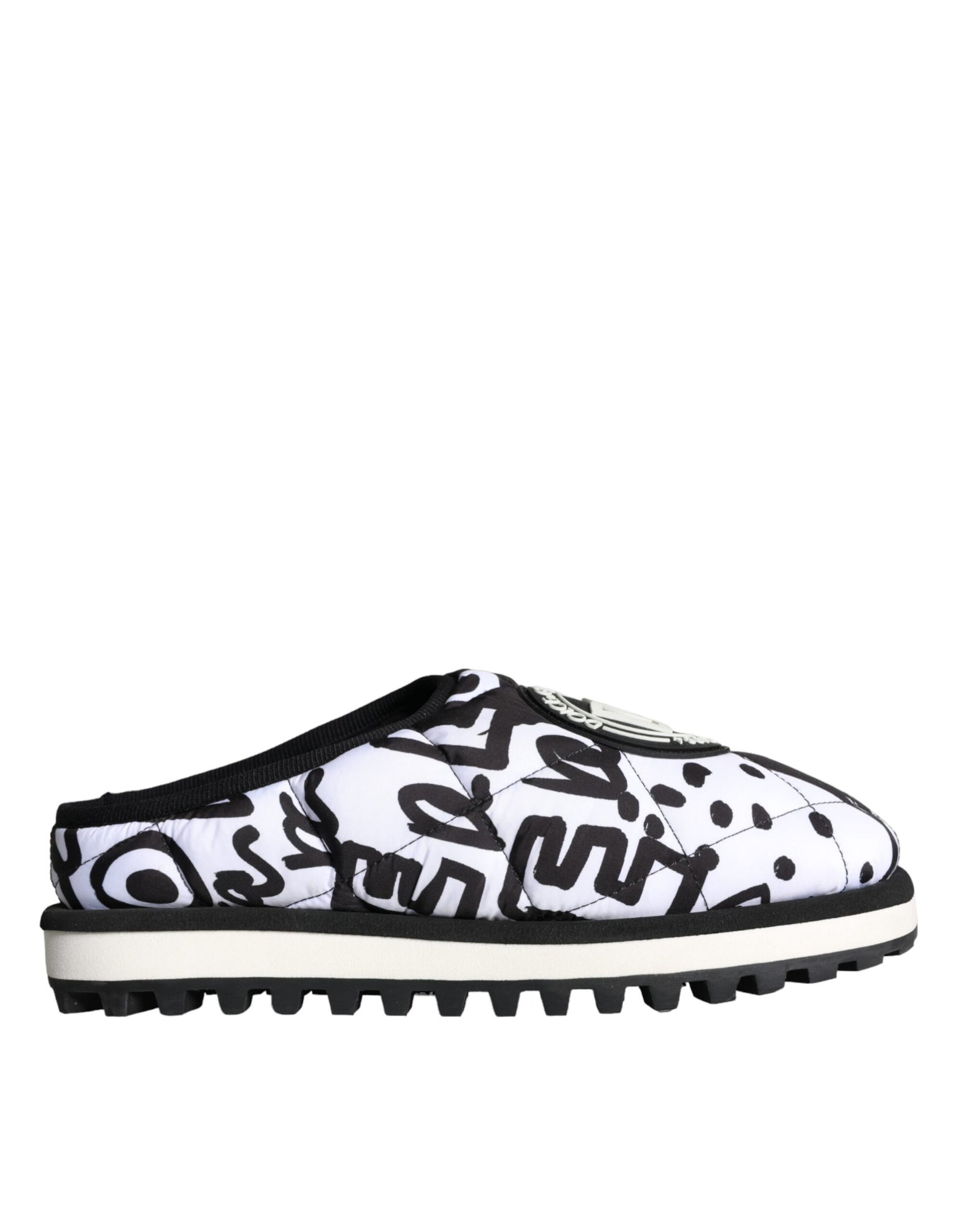 Sandales à logo matelassé noir et blanc Dolce &amp; Gabbana