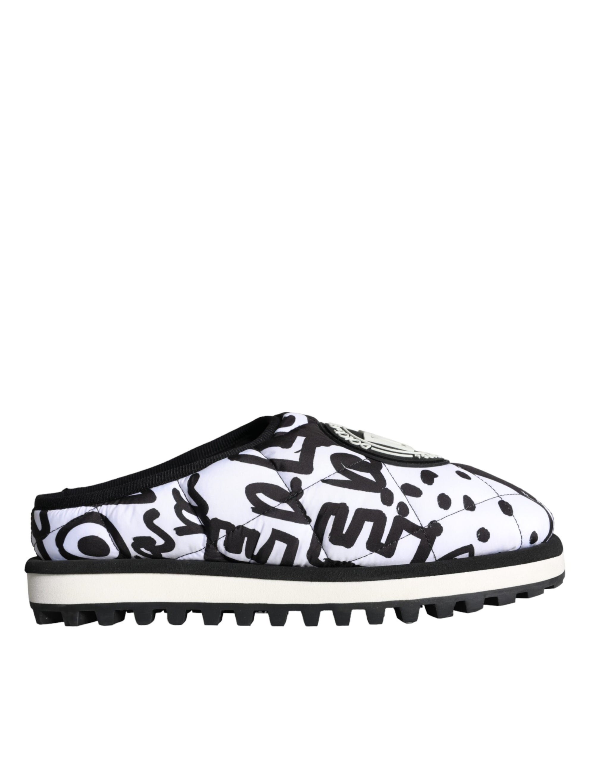 Sandales à logo matelassé noir et blanc Dolce &amp; Gabbana