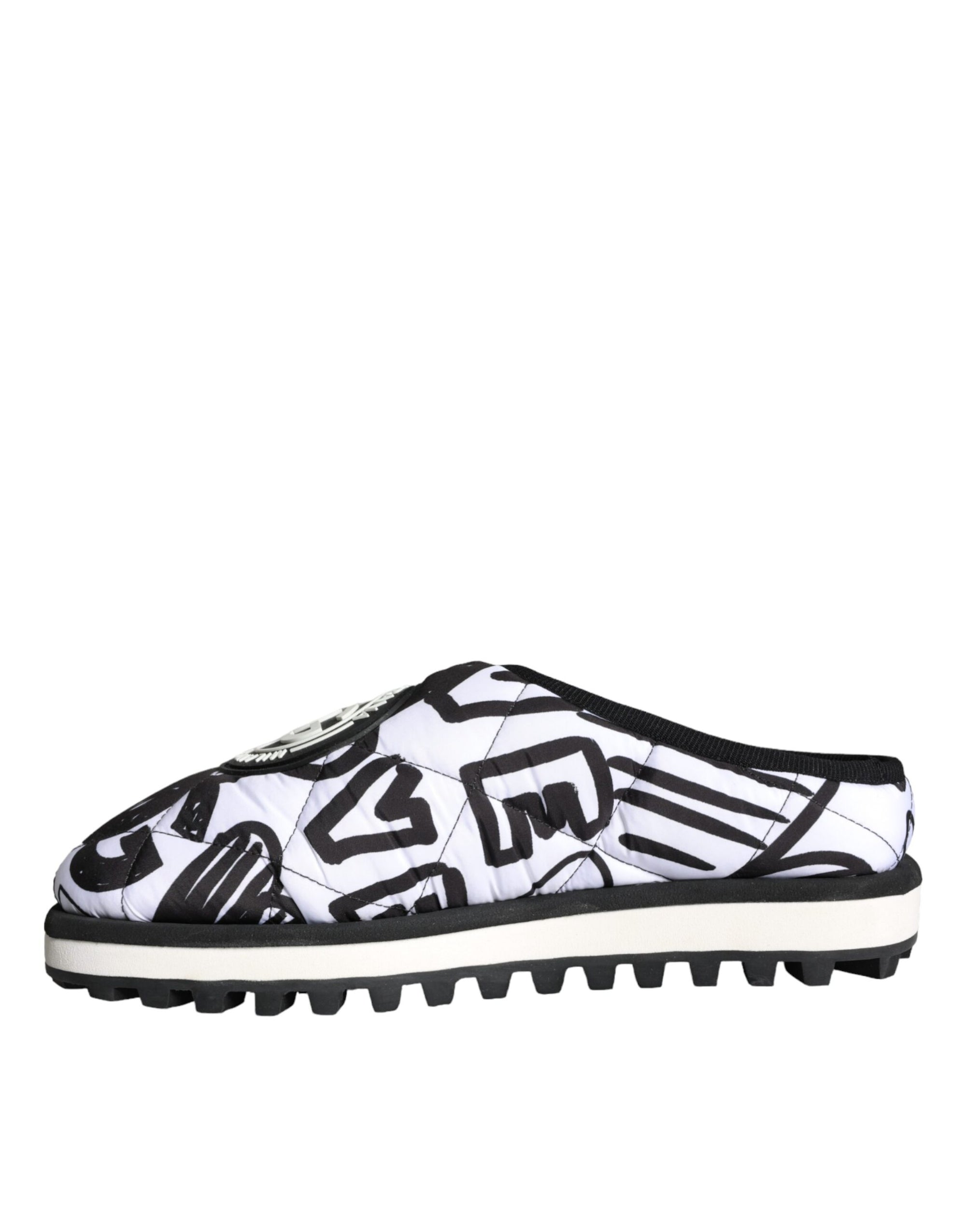 Sandales à logo matelassé noir et blanc Dolce &amp; Gabbana