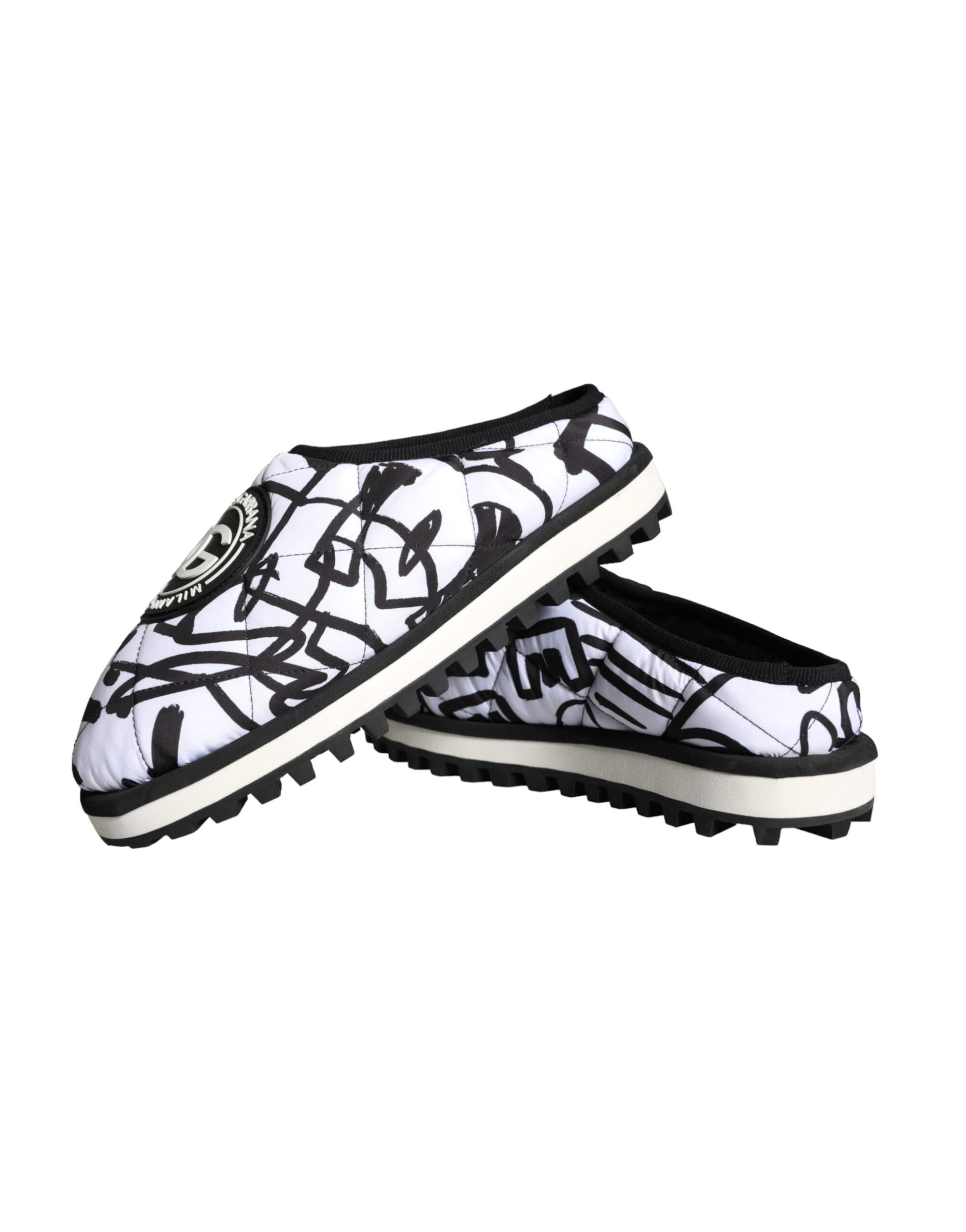 Sandales à logo matelassé noir et blanc Dolce &amp; Gabbana
