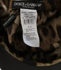 Dolce & Gabbana Black Leather Crystal Beads Gold Ribbon Fiddler Cap