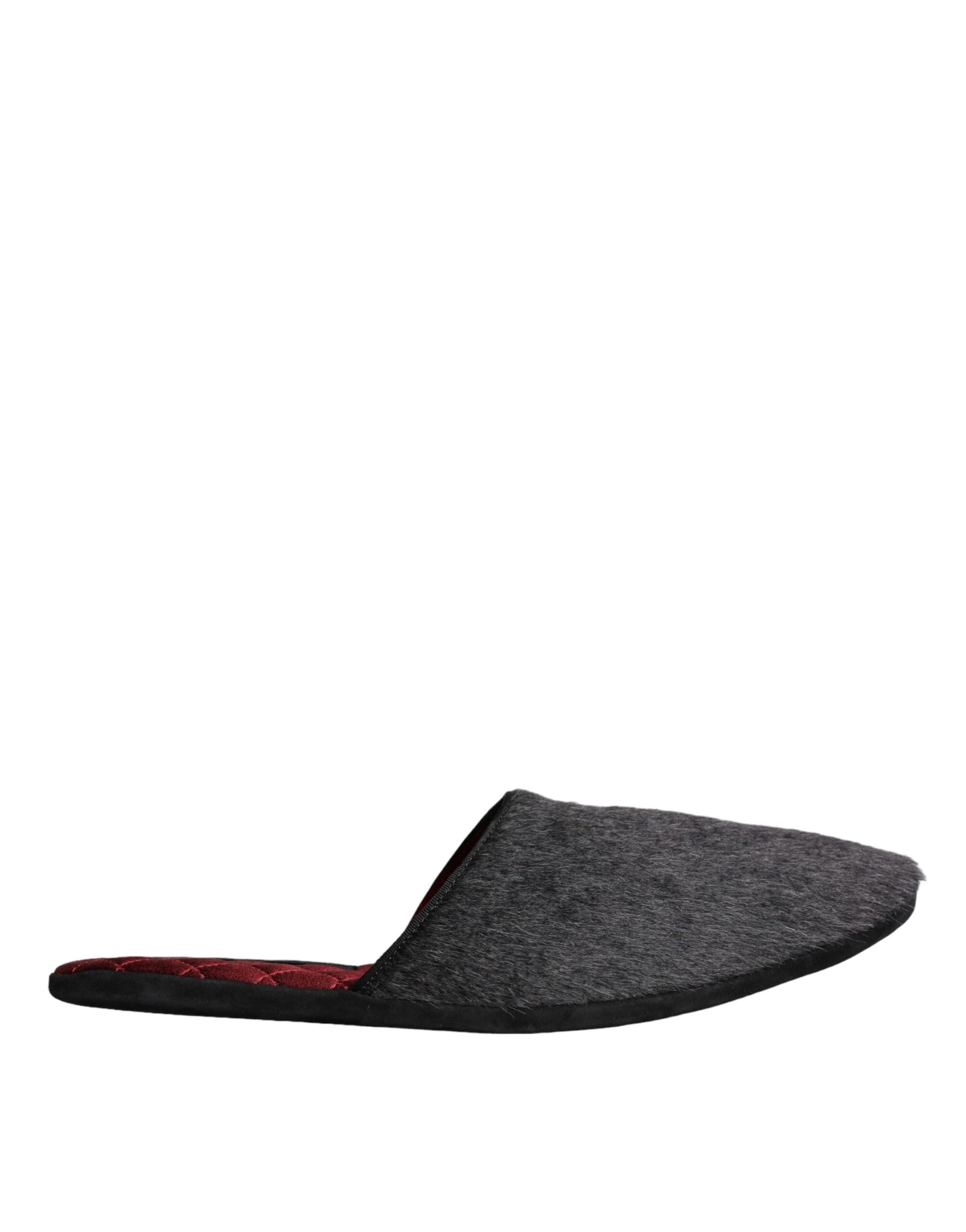 Dolce & Gabbana - Claquettes en fausse fourrure noire - Chaussures à enfiler