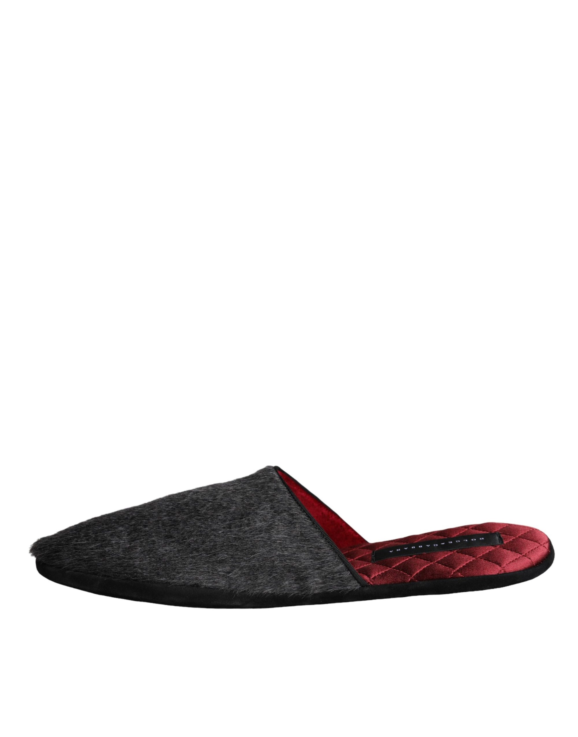 Dolce & Gabbana - Claquettes en fausse fourrure noire - Chaussures à enfiler