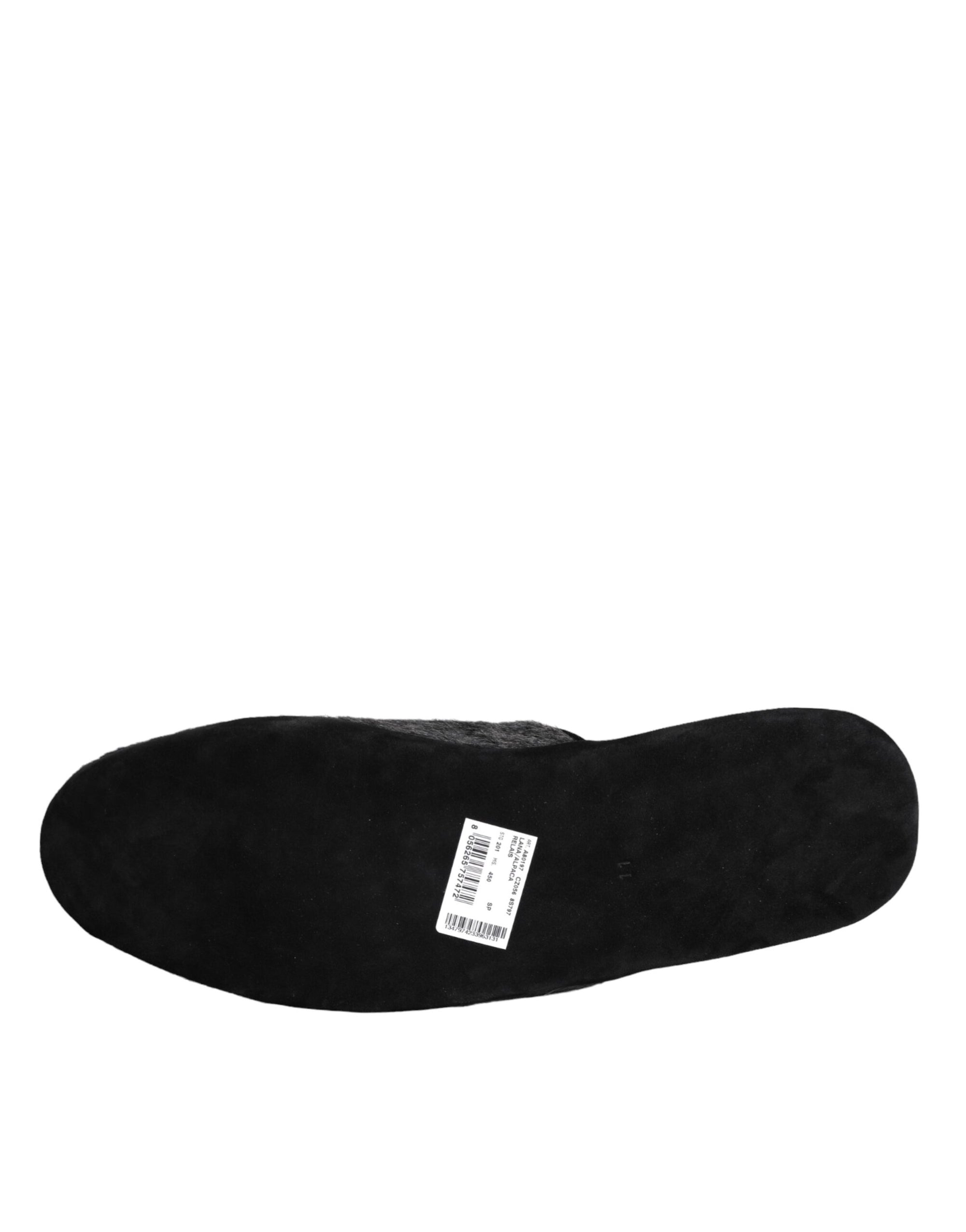 Dolce & Gabbana - Claquettes en fausse fourrure noire - Chaussures à enfiler