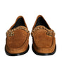 Dolce & Gabbana Brown Velvet Leather Logo Mocassin Slip On Shoes