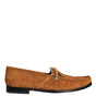 Dolce & Gabbana Brown Velvet Leather Logo Mocassin Slip On Shoes