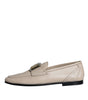 Dolce & Gabbana Beige Leather Logo Plaque Slip On Men Loafers Shoes