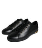 Dolce & Gabbana Black Gold Leather Classic Sneakers Shoes