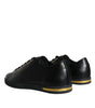 Dolce & Gabbana Black Gold Leather Classic Sneakers Shoes