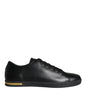 Dolce & Gabbana Black Gold Leather Classic Sneakers Shoes