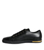 Dolce & Gabbana Black Gold Leather Classic Sneakers Shoes