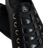 Dolce & Gabbana Black Gold Leather Classic Sneakers Shoes