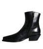 Dolce & Gabbana Black Leather Ankle Boots Booties Shoes