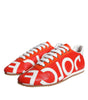 Dolce & Gabbana Red White Leather Logo Casual Sneakers Shoes