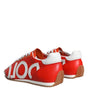 Dolce & Gabbana Red White Leather Logo Casual Sneakers Shoes