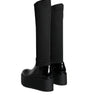 Dolce & Gabbana Black Leather Jersey Knee High Boots Shoes