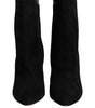 Dolce & Gabbana Black Suede Leather Mid Calf Boots Shoes