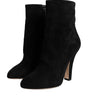 Dolce & Gabbana Black Suede Leather Mid Calf Boots Shoes