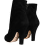 Dolce & Gabbana Black Suede Leather Mid Calf Boots Shoes