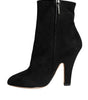 Dolce & Gabbana Black Suede Leather Mid Calf Boots Shoes