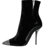 Dolce & Gabbana Black Patent Leather Crystal Heel Boots Shoes