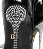 Dolce & Gabbana Black Patent Leather Crystal Heel Boots Shoes