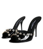 Sandales à talons en cristal noir Dolce &amp; Gabbana Keira