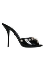 Sandales à talons en cristal noir Dolce &amp; Gabbana Keira