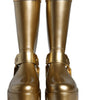 Dolce & Gabbana Metallic Gold Rubber PVC Rain Boots Shoes