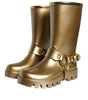 Dolce & Gabbana Metallic Gold Rubber PVC Rain Boots Shoes