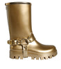 Dolce & Gabbana Metallic Gold Rubber PVC Rain Boots Shoes