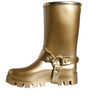 Dolce & Gabbana Metallic Gold Rubber PVC Rain Boots Shoes