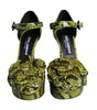 Dolce & Gabbana Green Exotic Leather Ankle Strap Heels Sandals Shoes