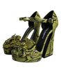 Dolce & Gabbana Green Exotic Leather Ankle Strap Heels Sandals Shoes