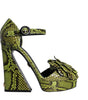 Dolce & Gabbana Green Exotic Leather Ankle Strap Heels Sandals Shoes