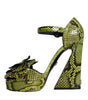 Dolce & Gabbana Green Exotic Leather Ankle Strap Heels Sandals Shoes