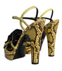 Sandales à talons et bride cheville en cuir exotique jaune Dolce &amp; Gabbana