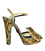 Sandales à talons et bride cheville en cuir exotique jaune Dolce &amp; Gabbana