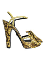 Sandales à talons et bride cheville en cuir exotique jaune Dolce &amp; Gabbana