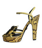 Sandales à talons et bride cheville en cuir exotique jaune Dolce &amp; Gabbana