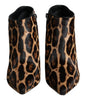 Dolce & Gabbana Brown Leopard Calf Fur Heels Ankle Boots Shoes