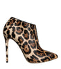Dolce & Gabbana Brown Leopard Calf Fur Heels Ankle Boots Shoes