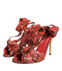 Sandales à talons en cuir exotique corail Dolce &amp; Gabbana