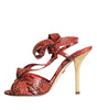 Sandales à talons en cuir exotique corail Dolce &amp; Gabbana
