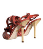 Sandales à talons en cuir exotique corail Dolce &amp; Gabbana